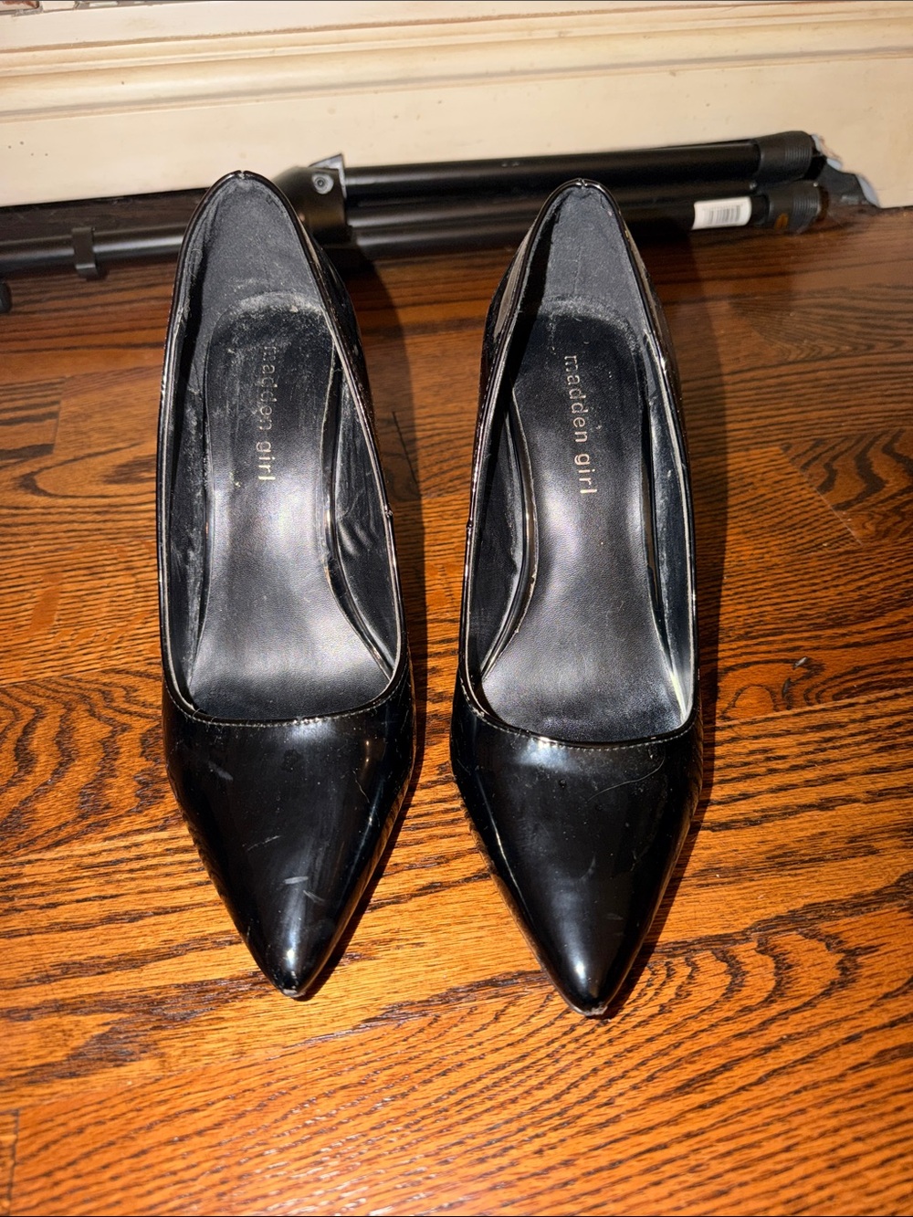 Madden Girl Black Pointed Toe Patent Pumps